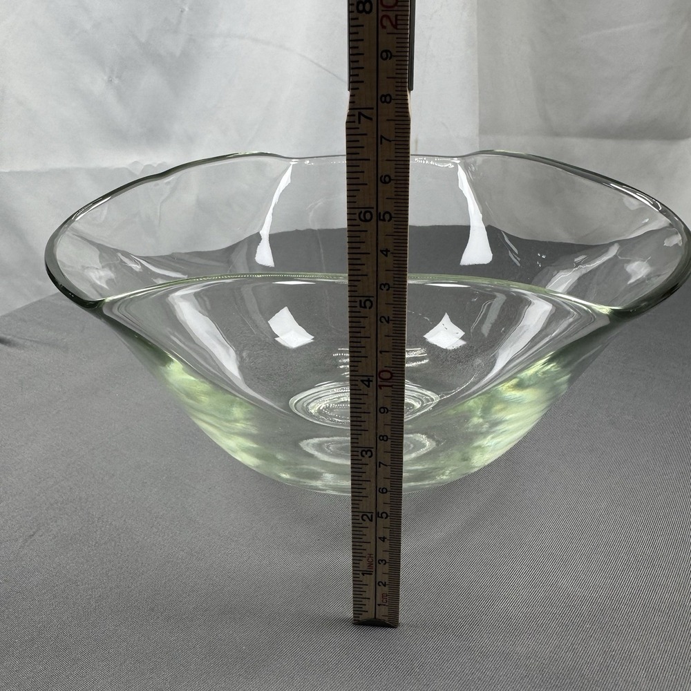 Vintage MCM Glass 10" Tricorner Clear Fruit Serving Bowl - Picture 2 of 4